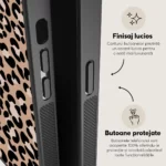 Husa iPhone 12 - Skino Leopard Animal Print, Negru - Maro - imagine 6