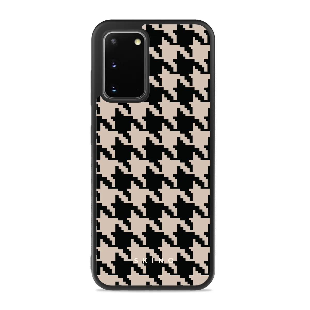 Husa Samsung S20 - Skino Houndstooth, textil negru bej Husa Samsung Galaxy S20 - Skino Houndstooth, textil negru bej - imagine 1