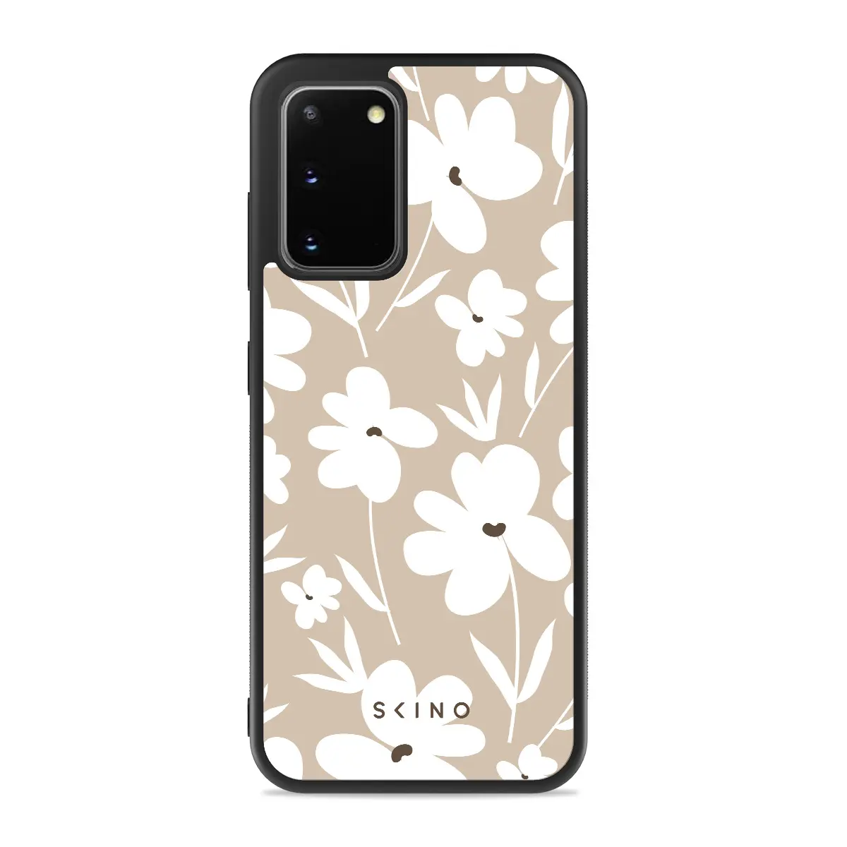 Husa Samsung S20 - Skino Flower Glam, flori crem bej Husa Samsung Galaxy S20 - Skino Flower Glam, flori bej - imagine 1