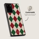 Husa Samsung Galaxy Note 20 - Skino Argyle Santa, textura romburi, negru bej - imagine 4