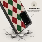 Husa Samsung Galaxy Note 20 - Skino Argyle Santa, textura romburi, negru bej - imagine 5