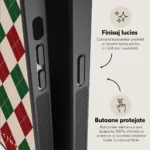 Husa Samsung Galaxy Note 20 - Skino Argyle Santa, textura romburi, negru bej - imagine 6