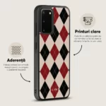 Husa Samsung Galaxy S20 - Skino Argyle Elegance, textura romburi, negru bej - imagine 3