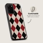 Husa Samsung Galaxy S20 - Skino Argyle Elegance, textura romburi, negru bej - imagine 4