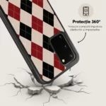Husa Samsung Galaxy S20 - Skino Argyle Elegance, textura romburi, negru bej - imagine 5