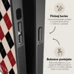 Husa Samsung Galaxy S20 - Skino Argyle Elegance, textura romburi, negru bej - imagine 6
