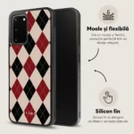 Husa Samsung Galaxy S20 - Skino Argyle Elegance, textura romburi, negru bej - imagine 7