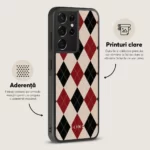 Husa Samsung Galaxy S21 Ultra - Skino Argyle Elegance, textura romburi, negru bej - imagine 3