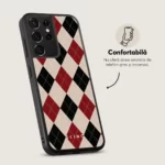 Husa Samsung Galaxy S21 Ultra - Skino Argyle Elegance, textura romburi, negru bej - imagine 4
