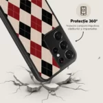 Husa Samsung Galaxy S21 Ultra - Skino Argyle Elegance, textura romburi, negru bej - imagine 5
