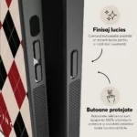 Husa Samsung Galaxy S21 Ultra - Skino Argyle Elegance, textura romburi, negru bej - imagine 6