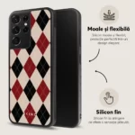 Husa Samsung Galaxy S21 Ultra - Skino Argyle Elegance, textura romburi, negru bej - imagine 7