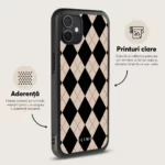Husa iPhone 11 - Skino Argyle, textura romburi, negru bej - imagine 3