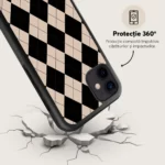 Husa iPhone 11 - Skino Argyle, textura romburi, negru bej - imagine 5