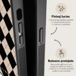 Husa iPhone 11 - Skino Argyle, textura romburi, negru bej - imagine 6