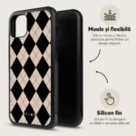 Husa iPhone 11 - Skino Argyle, textura romburi, negru bej - imagine 7