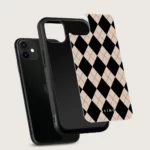 Husa iPhone 11 - Skino Argyle, textura romburi, negru bej - imagine 8