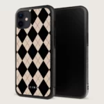 Husa iPhone 11 - Skino Argyle, textura romburi, negru bej - imagine 9