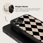 Husa iPhone 12 Pro Max - Skino Argyle, textura romburi, negru bej - imagine 2