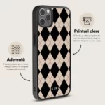 Husa iPhone 12 Pro Max - Skino Argyle, textura romburi, negru bej - imagine 3