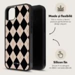 Husa iPhone 12 Pro Max - Skino Argyle, textura romburi, negru bej - imagine 7