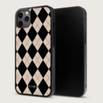 Husa iPhone 12 Pro Max - Skino Argyle, textura romburi, negru bej - imagine 9