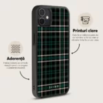 Husa iPhone 12 - Skino Cozy Green, textura haine, verde - imagine 3