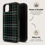 Husa iPhone 12 - Skino Cozy Green, textura haine, verde - imagine 7