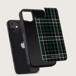Husa iPhone 12 - Skino Cozy Green, textura haine, verde - imagine 8