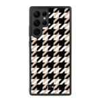 Husa Samsung Galaxy S22 Ultra - Skino Houndstooth Gold, negru bej