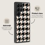 Husa Samsung Galaxy S22 Ultra - Skino Houndstooth Gold, negru bej - imagine 3