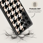 Husa Samsung Galaxy S22 Ultra - Skino Houndstooth Gold, negru bej - imagine 5