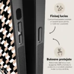 Husa Samsung Galaxy S22 Ultra - Skino Houndstooth Gold, negru bej - imagine 6