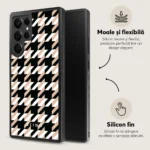 Husa Samsung Galaxy S22 Ultra - Skino Houndstooth Gold, negru bej - imagine 7