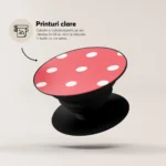 Suport telefon rotund pliabil degete, Skino Grip, Dots Red - imagine 3
