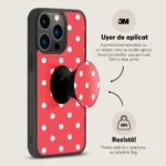 Suport telefon rotund pliabil degete, Skino Grip, Dots Red - imagine 4