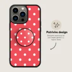 Suport telefon rotund pliabil degete, Skino Grip, Dots Red - imagine 5