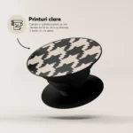 Suport telefon rotund pliabil degete, Skino Grip, Houndstooth - imagine 3