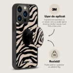 Suport telefon rotund pliabil degete, Skino Grip, Zebra - imagine 4